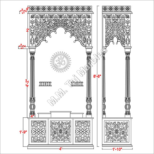 White Indor Marble Mandir Drawing at Best Price in Makrana | M.m. Taj ...