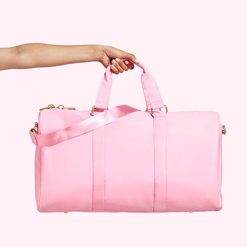 Leather Polyester Pink Duffle Bags