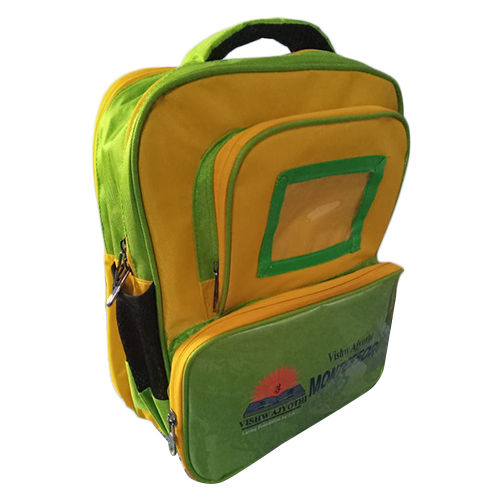 Yellow And Green Non Woven School Bags