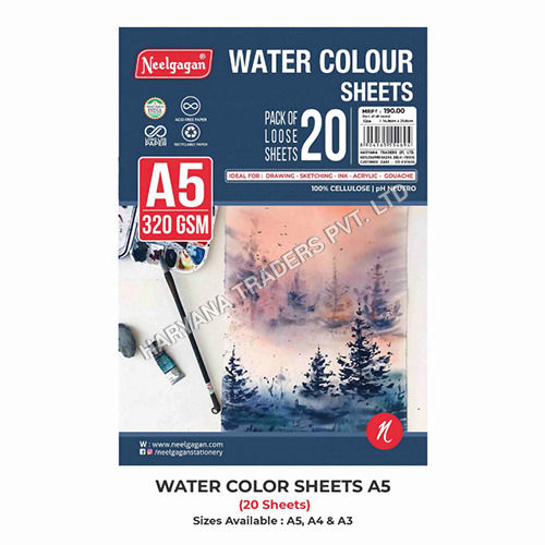Water Colour Sheet A5 320 GSM (Pack of 20 Sheets) (Suitable for Drawing Sketching and Painting)
