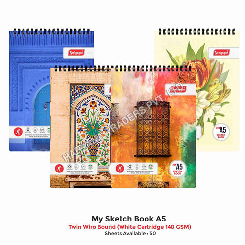 My Sketch Book A5- 50 Sheets (Twin Wiro Bound) (White Cartridge 140 GSM) 14.7cm X 21cm (Suitable for Drawing and Sketching)