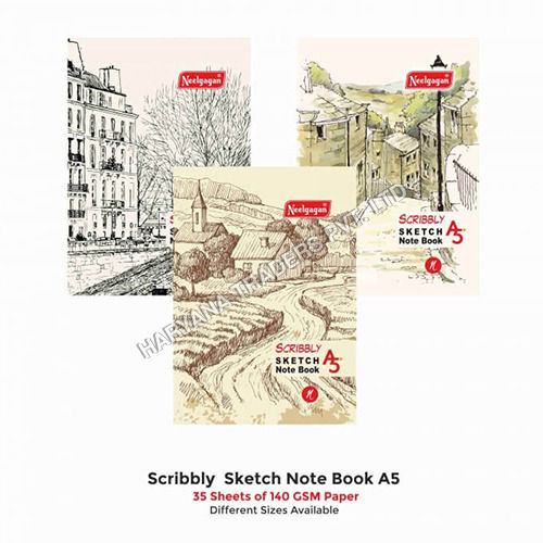 Scribbly Sketch Pad A5 (140 GSM) - 35 Sheets 14.7cm X 21cm (Suitable for Drawing and Sketching)