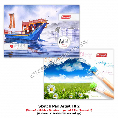 High Quality Artist Sketch Pad (Half And Quarter Imperial Size) 140 Gsm - 25 Sheets (Suitable For Drawing And Sketching)