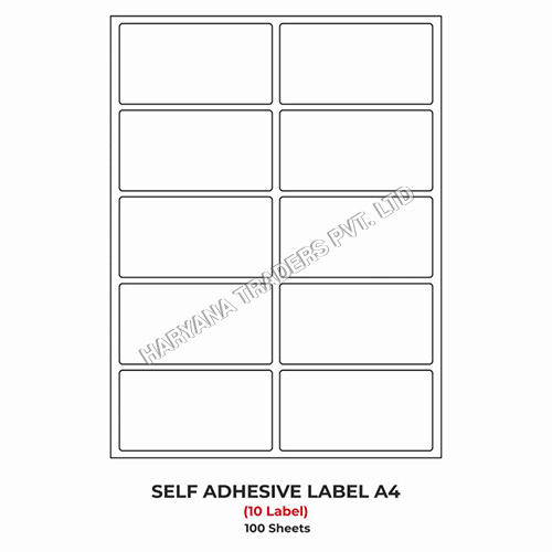 A4 (St10) Packaging Label (100Mm X 57Mm X 10) 100 Sheets (Self Adhesive Label For Inkjet-Copier-Laser Printer)