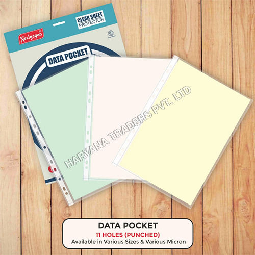 Data Pocket B4 Size Designer Sheet Protector-Transparent Documents Sleeve (11-Holes Punched)