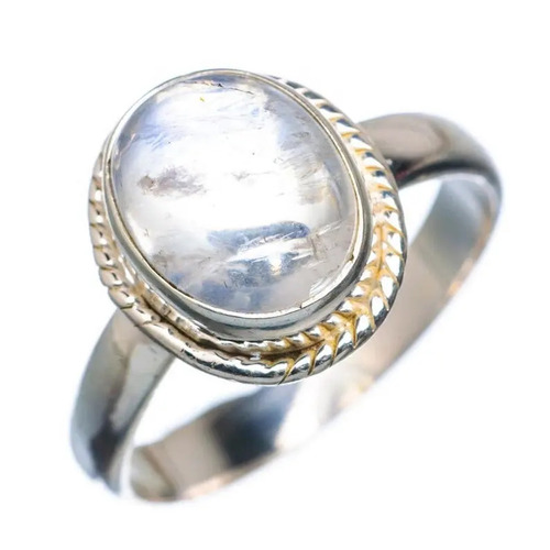 Rainbow Moonstone Oval Cabochon Braided Statement Silver Gemstone Ring