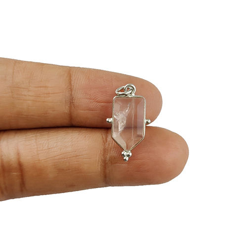 Rose Quartz Gemstone Tie Shape Sterling Silver 8x14mm Bezel Pendant