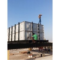 Smc Grp/frp Panel Type Stp Water Tank - Fiber Glass Material, 1000l To 500000l Capacity, Pale Gray Color, 10mm Thickness | Weatherproof, Easy To Assemble, Algae Resistant, Quick Installation