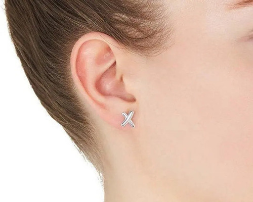 925 Sterling Silver Handmade X Shape Design Stud Earrings