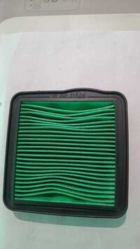 Motorcycle Air Filter - Paper & Plastic, 100mm X 100mm X 25mm Size, Green Color, Lightweight 100g Design, Panel Filter Type