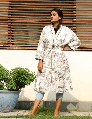 Multi-Color Indian Floral Print Kimono