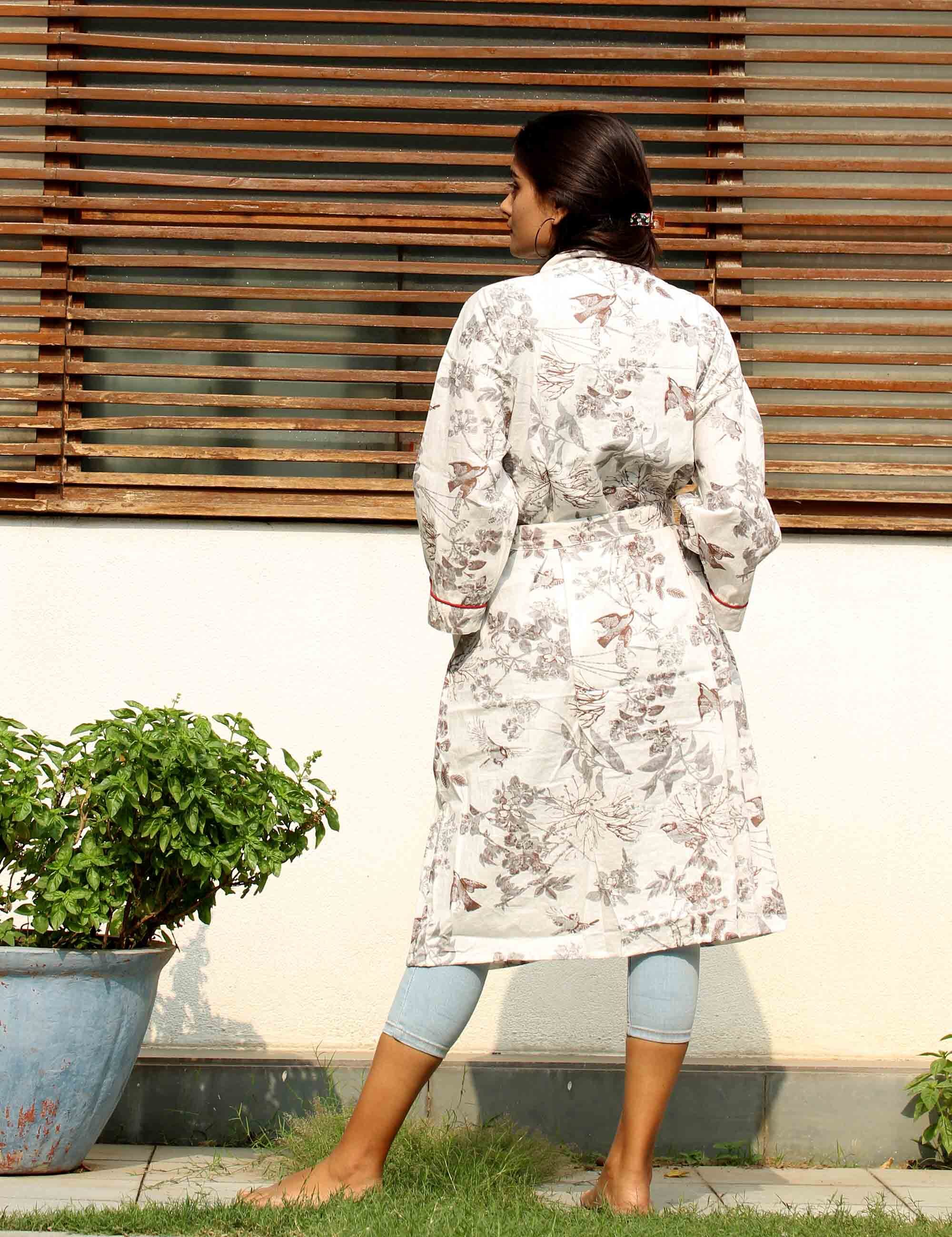 Indian Floral Print Kimono