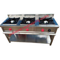 Three Burner Gas Range - Stainless Steel, Different Sizes Available, Silver Color | Semi Automatic, Warranty Included