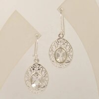 925 Sterling Silver Beautiful Crystal Quartz Oval Shape Earrings