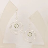 925 Sterling Silver Attractive Green Amethyst Round Gemstone chandelier Earrings