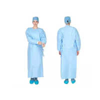 Disposable Non-Woven Surgeon Gown - Free Size, 90 cm Length, Blue Color | Fully Impervious Protection Level, Cuffed Design