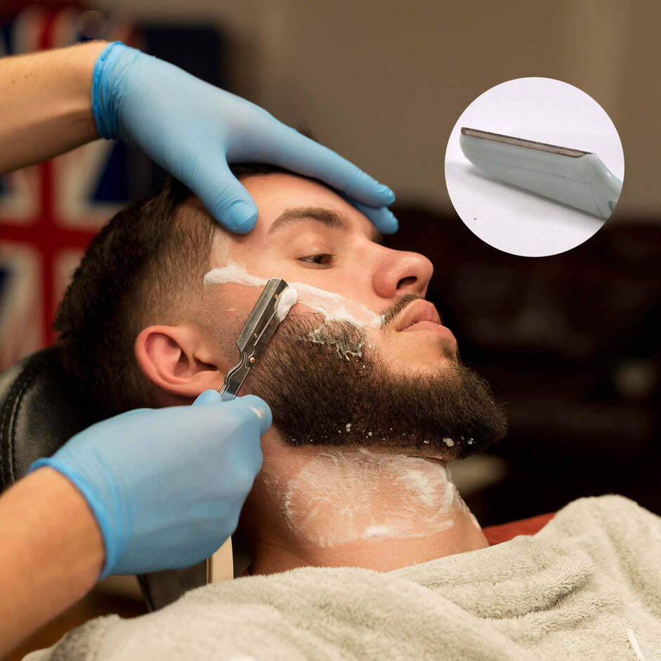 PLASTIC STRAIGHT EDGE BARBER RAZORS SHAVING RAZOR MENS MANUAL SHAVER (6493)