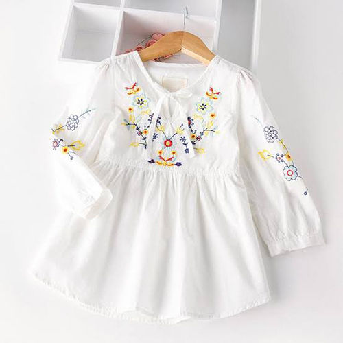 Plain Kids Girls Cotton Frocks