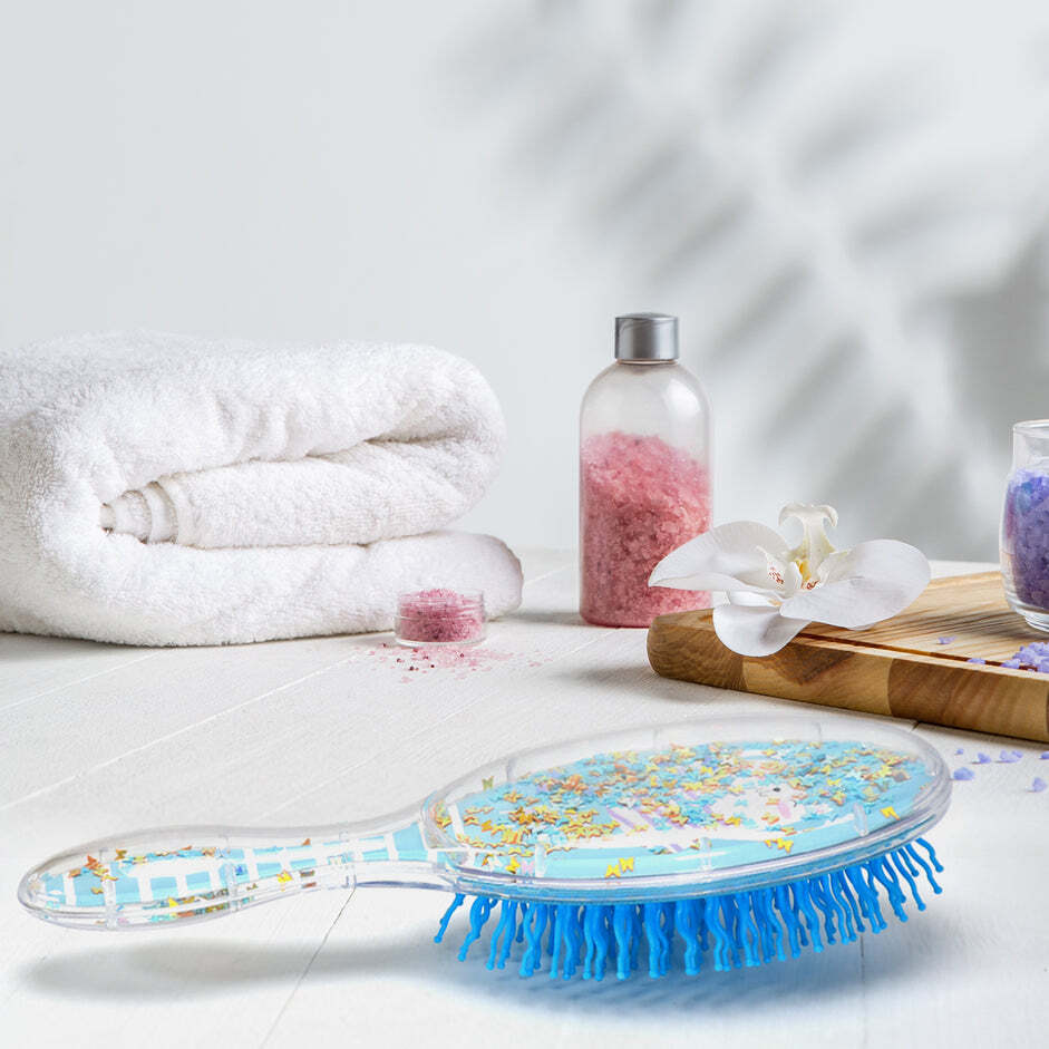 HAIR BRUSH FOR KIDS DETANGLING ANTI-STATIC SOFT MASSAGE FOR BRAIDS CURLY STRAIGHT LONG OR SHORT WET OR DRY HAIR (6472)