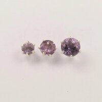 925 Sterling Silver Attractive Natural Purple Amethyst Round Gemstone Stud Earrings