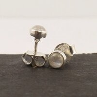 925 Sterling Silver Unique Small Cute Moonstone Round Stone Stud Earrings