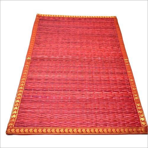 Dyed Straw Mat - Coir and Bamboo Material, 24x36 inches, Red Color | Modern Jacquard Pattern, Hand Washable, Anti-Slip Design