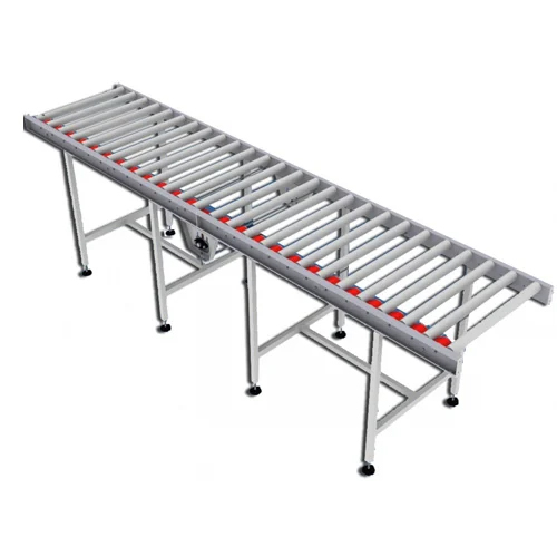Power Roller Conveyor - Stainless Steel, Heat Resistant Flat Belt Design | Ideal for High-Temperature Applications