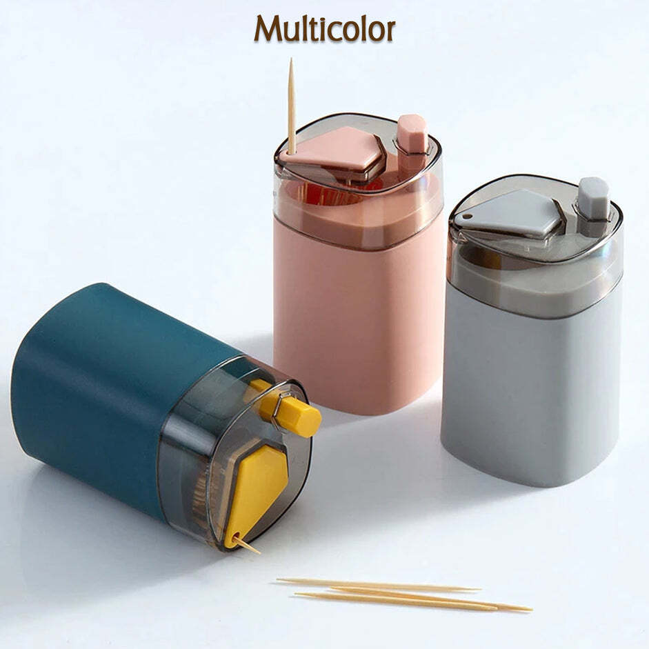TOOTHPICK HOLDER DISPENSER POPUP AUTOMATIC TOOTHPICK DISPENSER FOR KITCHEN RESTAURANT THICKENING TOOTHPICKS CONTAINER POCKET NOVELTY SAFE CONTAINER TOOTHPICK STORAGE BOX (4005L)