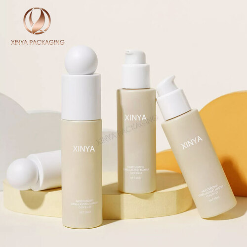 30ml round ball cap pump glass bottle foundation concealer sunscreen lotion primer skincare beauty makeup cosmetic packaging