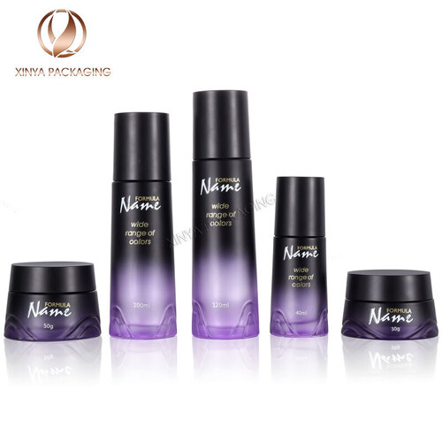 Customised Glass Bottle Set  30g-50g-40ml-100ml-120ml clear skincare cream jar foundation lotion toner sunscreen cosmetic packaging