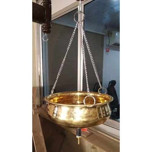 Golden 1.5 L Shirodhara Pot With Chain And Valve