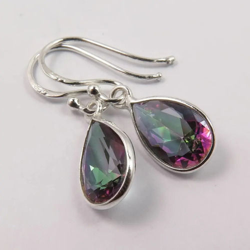 925 Sterling Silver Unique Natural Mystic Quartz Drop Earrings