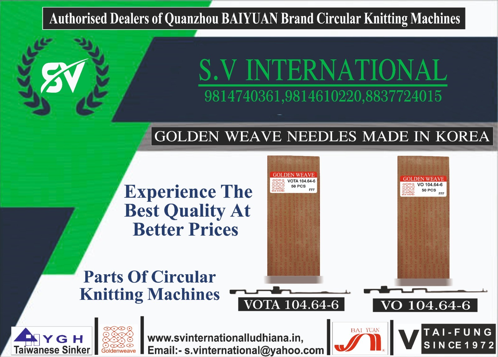 VOTA-VO 104.64 - 6- Golden Weave Brand Needles Made in Korea