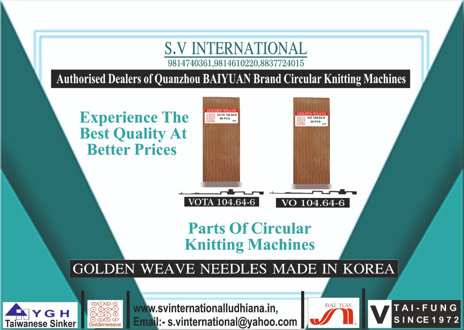 VOTA-VO 104.64 - 6- Golden Weave Brand Needles Made in Korea