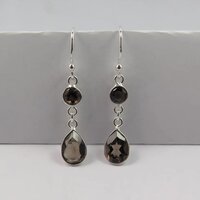 925 Sterling Silver Unique Natural Somky Quartz Chandelier Earrings
