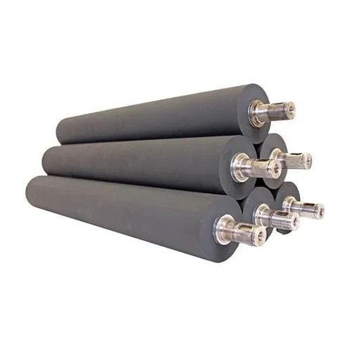 Hard Rubber Roll - Nitrile Rubber, Customized Size, Orange Color | Silver Metal Handle, Ideal for Printing Applications