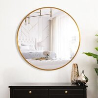 Gold 30 Inch Stylish Modern Round Wall Mirror For Bathroom