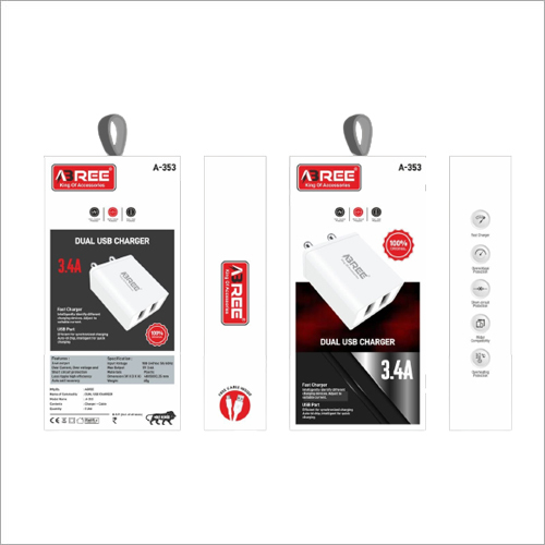 A353 A3REE Dual USB Charger - Durable Plastic Build, OLED Display Technology | Slider Design, Android Operating System, Enhanced Charging Efficiency