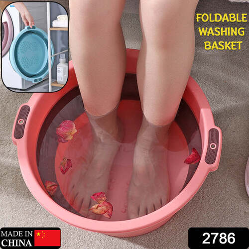 MULTIPURPOSE PORTABLE COLLAPSIBLE FOLDING TUB WITH HANGING HOLE AND SAVE STORAGE SPACE ALSO USE FOR FOOT SPA (2786)