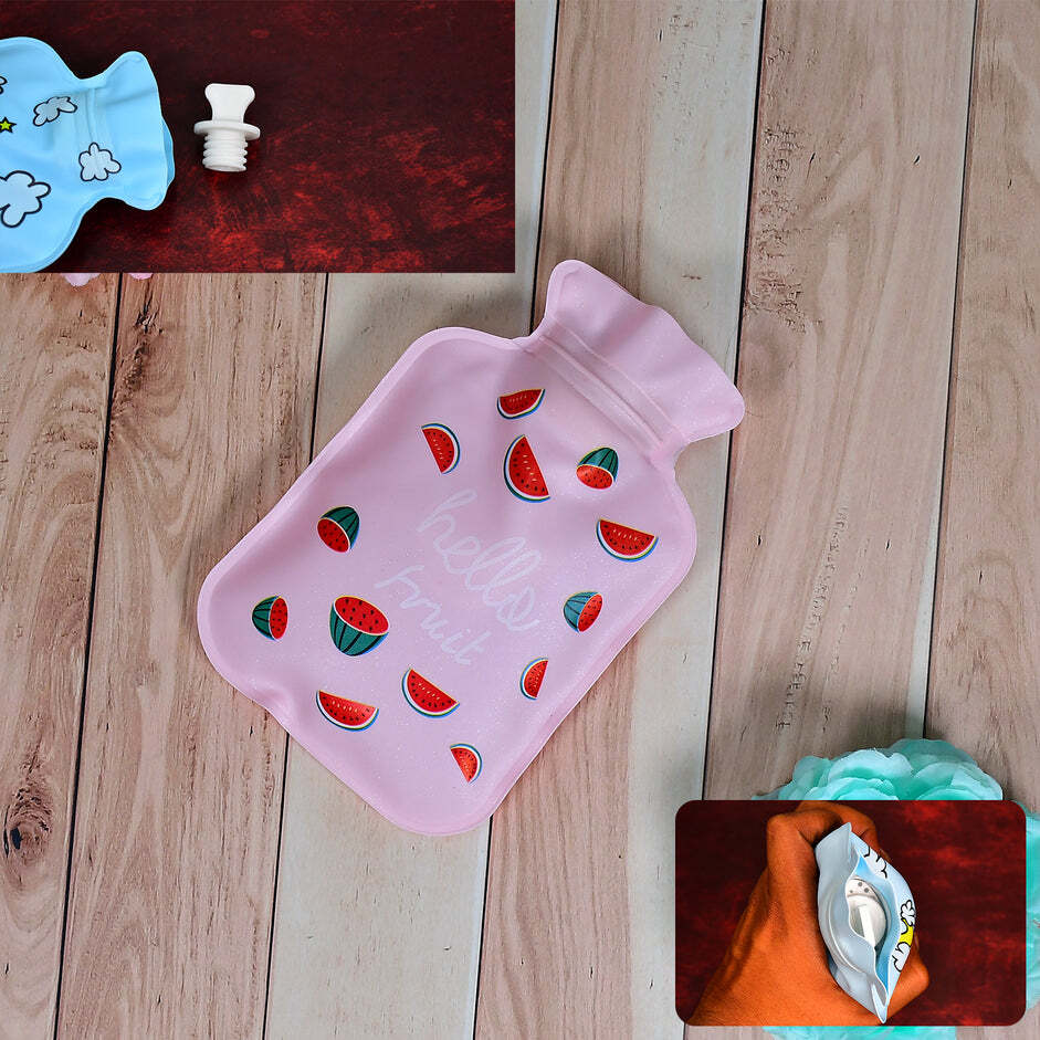 1PC MIX DESIGNS SMALL HOT WATER BAG WITH COVER FOR PAIN RELIEF NECK SHOULDER PAIN AND HAND FEET WARMER MENSTRUAL CRAMPS (6536)
