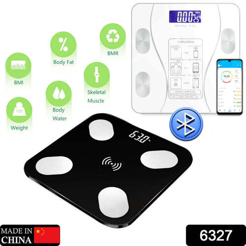 BLUETOOTH BODY FAT SCALE DIGITAL SMART BODY WEIGHT SCALE IOS AND ANDROID APP TO MANAGE BODY WEIGHT BODY FAT WATER MUSCLE MASS BMI BMR BONE MASS AND VISCERAL FAT WITH BMI SCALE (6327)