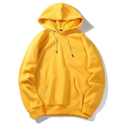 Mens Yellow Full Sleeve Hoodie