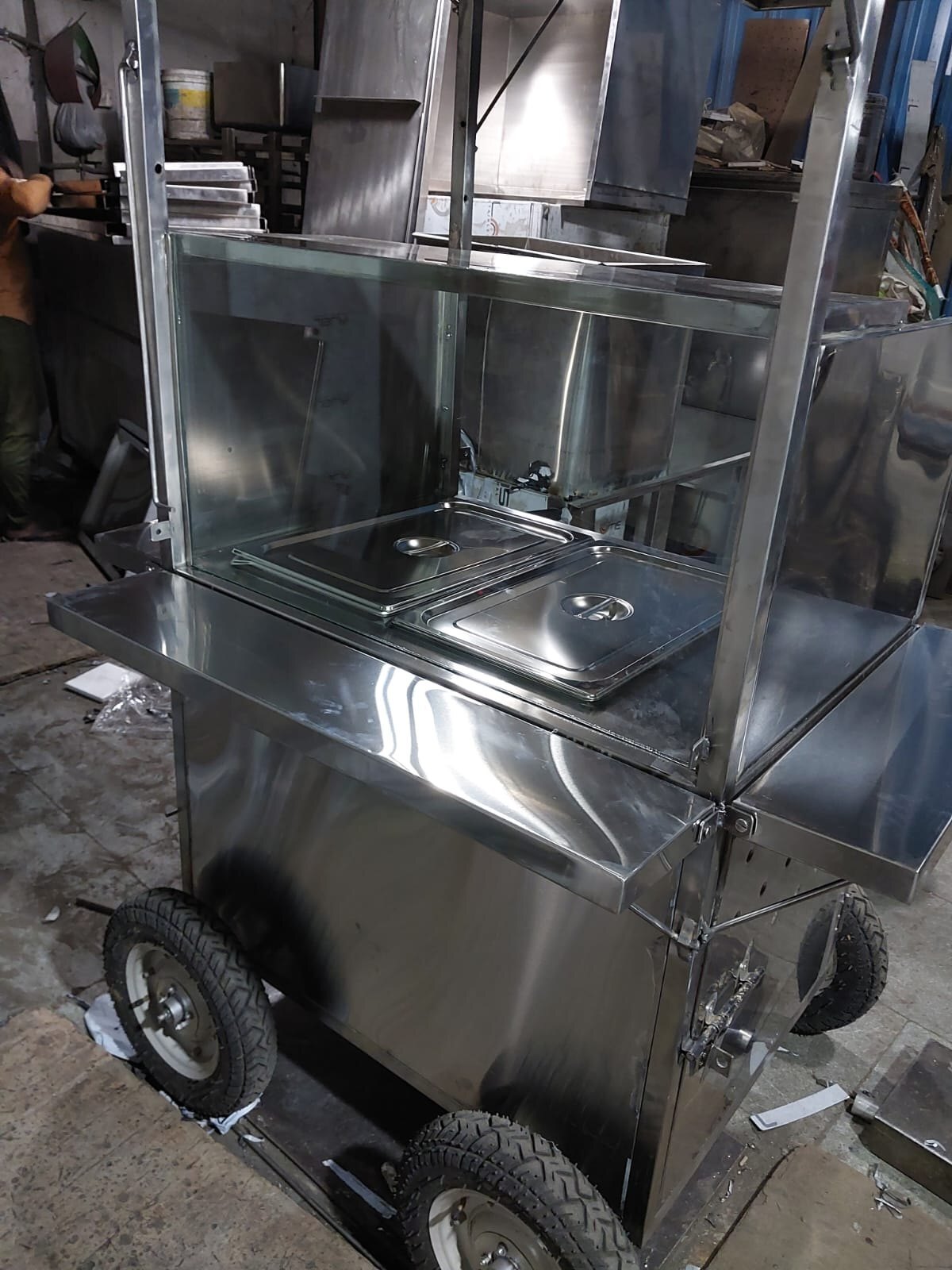 Stainless Steel Movable Bain Marie Food Cart