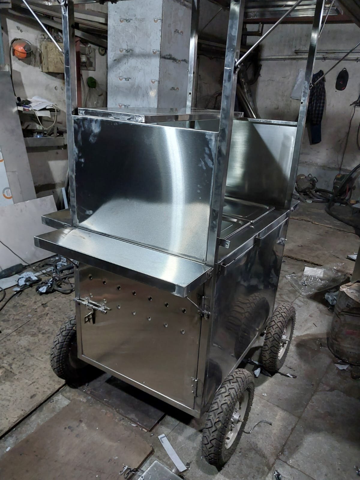 Stainless Steel Movable Bain Marie Food Cart