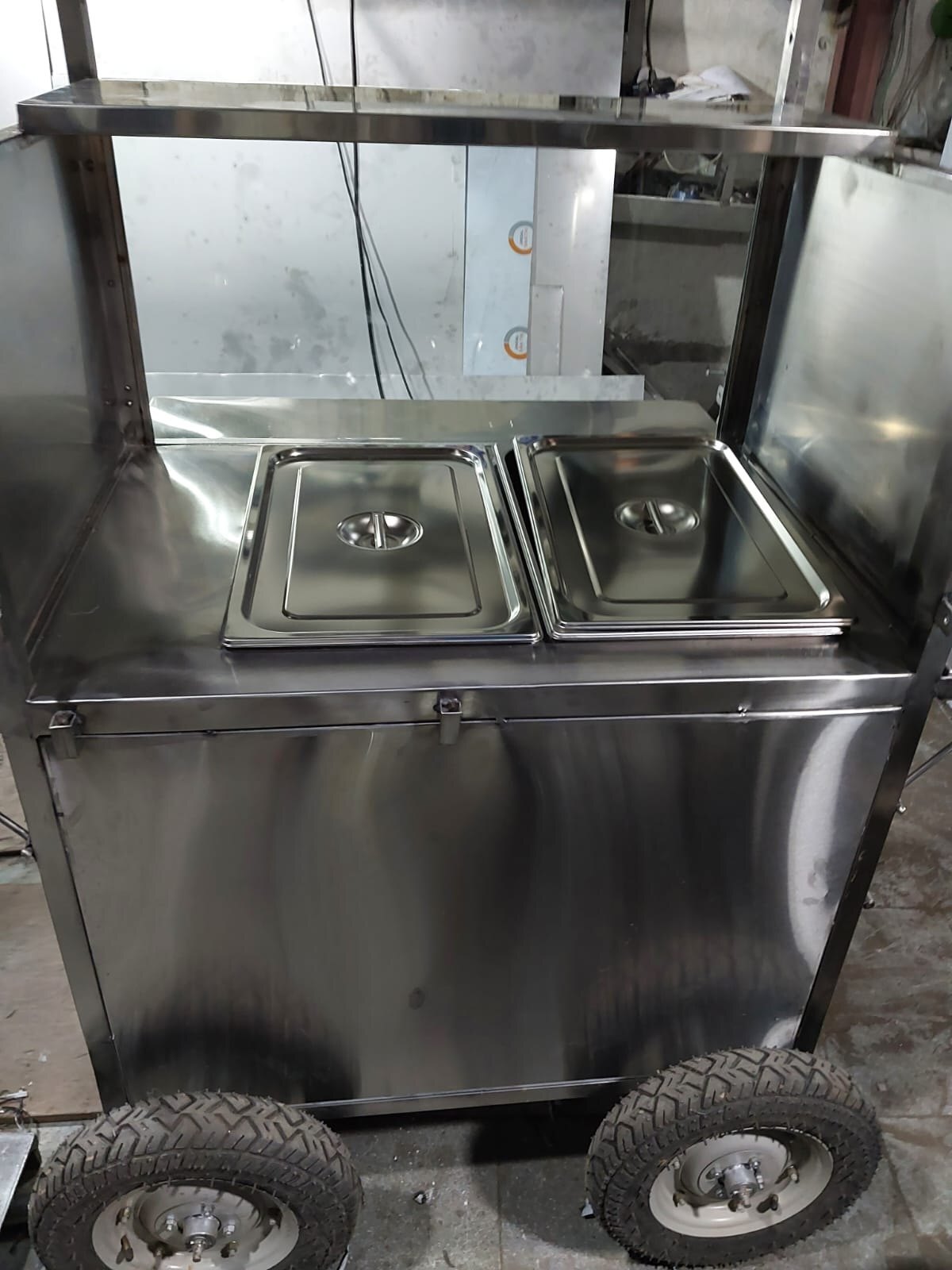 Stainless Steel Movable Bain Marie Food Cart
