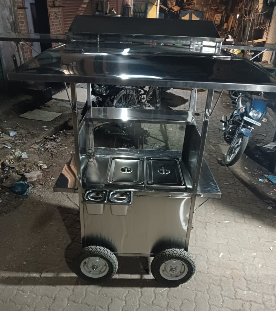 Stainless Steel Movable Bain Marie Food Cart