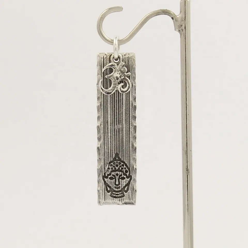 925 Sterling Silver Handcrafted Plain Om And Buddha Charms Pendant
