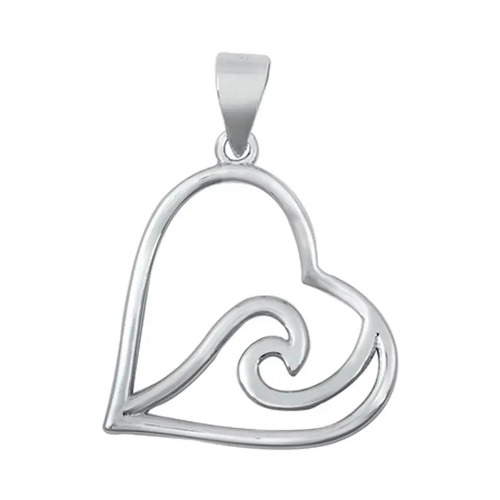 925 Sterling Silver Handmade Tide Heart Pendant