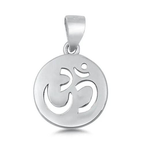 925 Sterling Silver Handcrafted Plain Good Luck OM Pendant