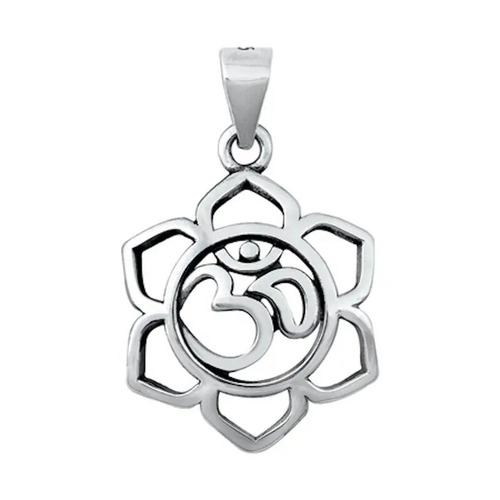 925 Sterling Silver Handmade OM Mantra Flower Pendant